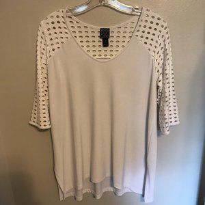 Clara Sun Woo White Laser Cut Out Tunic - Small